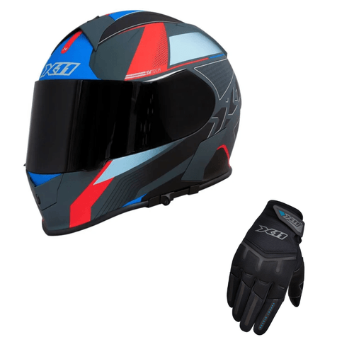 Capacete x11 revo pro flaggers com oculos solar