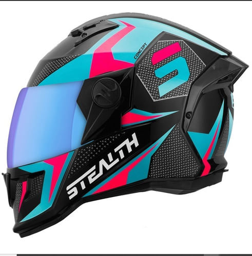Novo Capacete Fechado Protork Stealth Concept Verde/rosa