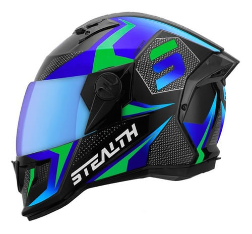 Novo Capacete Fechado Protork Stealth Concept Azul/verde