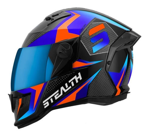 Novo Capacete Fechado Protork Stealth Concept Azul/laranja