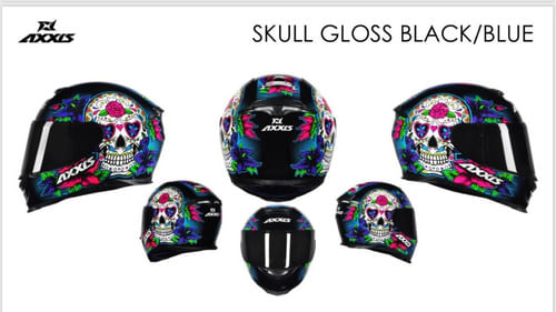 Capacete Axxis Eagle Skull Gloss Black/blue 56