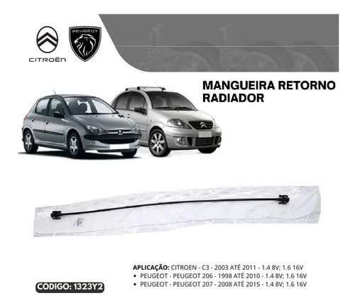 Mangueira Retorno Radiador Citroen C3 Peugeot 206 207 1323y2
