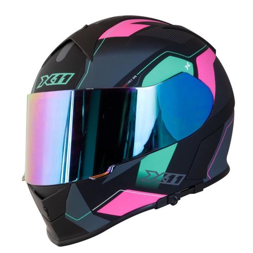 Capacete x11 revo pro flaggers rosa/acqua fosco "58"