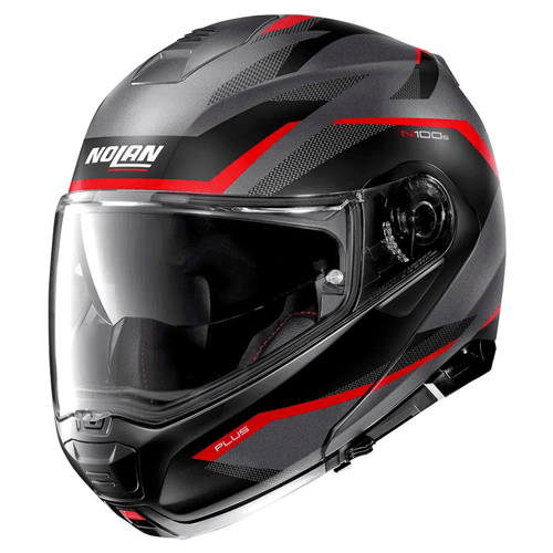 capacete Nolan N100-5 Plus Overland Cinza/vermelho Fosco (32)