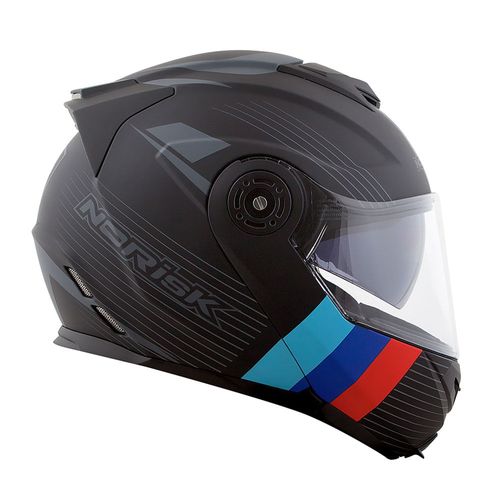 capacete NORISK ROUTE FF345 STROKE PRETO FOSCO/AZUL