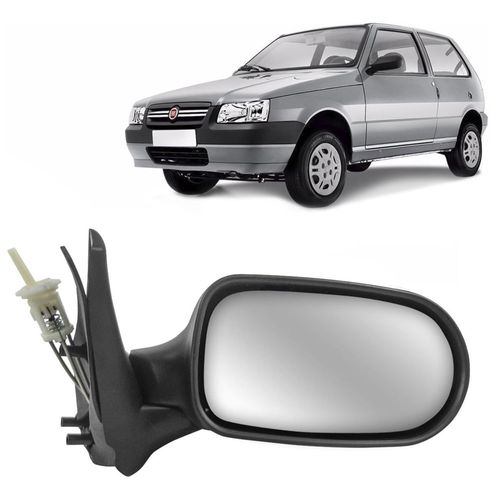 Espelho Retrovisor Externo Controle Manual Lado Direito Fiat Uno Fire 2 Portas 2006 até 2010