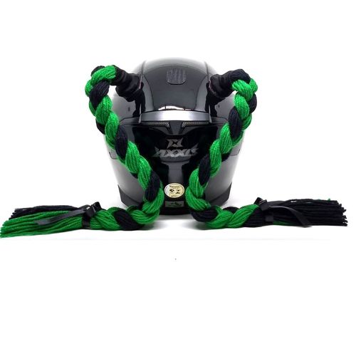 Trança para Capacete Xuca Xuquinha 45cm Preto/Verde Bandeira