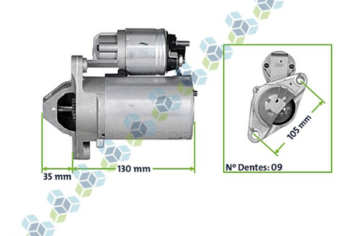 Motor de Partida Valeo 495101 Clio Logan Sandeiro Nissan March 9 Dentes