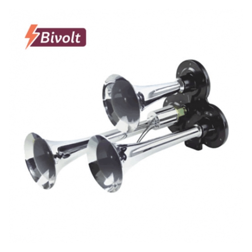 Buzina 3 Cornetas c/ Válvula Metal Cromada BIVOLT K10071
