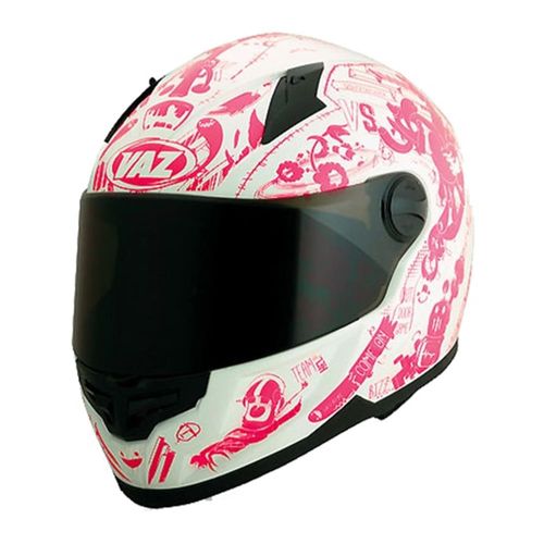 Capacete Fechado Vaz M11 Street Art Rosa Branco Tamanho 58 M 11347