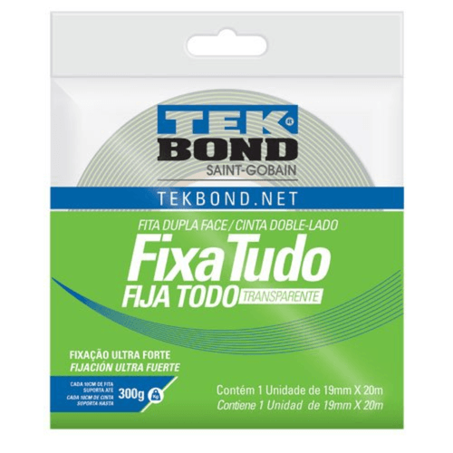 Fita Dupla Face Transparente - 19mm X 20mt - Tek Bond -  Unidade