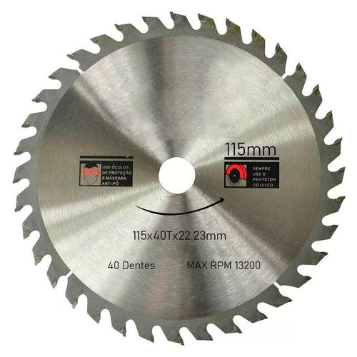 Kit 4 Discos De Serra Circular Com 40 Dentes 4-1/2" 115mm Para Madeira